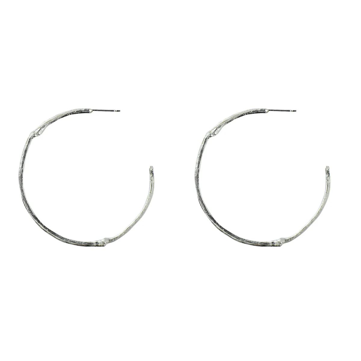 Tomfoolery Large Bamboo Hoops in Silver Sale