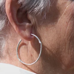 Tomfoolery Large Bamboo Hoops in Silver Sale