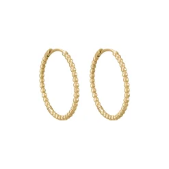 Tomfoolery Large Beaded 9ct Yellow Gold Round Clicker Hoops Sale