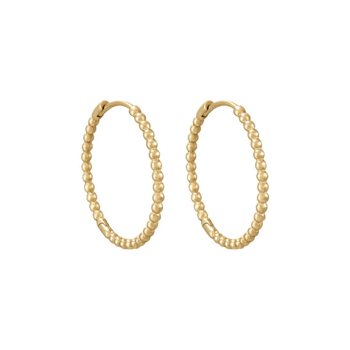 Tomfoolery Large Beaded 9ct Yellow Gold Round Clicker Hoops Sale