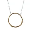 Tomfoolery Large Bronze & Silver Bamboo Hoop Necklace New