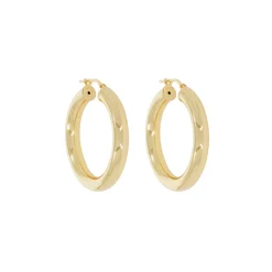 Tomfoolery Large Chunky Tube Gold Plated Silver Hoop 33mm Discount