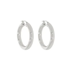 Tomfoolery Large Chunky Tube Silver Hoop 33mm Fashion