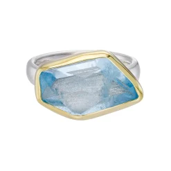 Tomfoolery Large Irregular Aquamarine Flat Band Ring Clearance