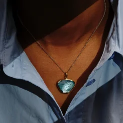 Tomfoolery Large Irregular Aquamarine Pendant Hot