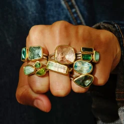 Tomfoolery Large Irregular Morganite Double Band Ring Sale