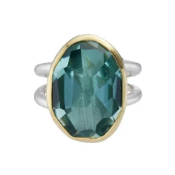 Tomfoolery Large Irregular Oval Green Amethyst Statement Ring Clearance
