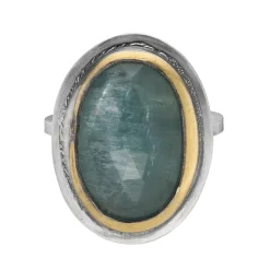 Tomfoolery Large Kyanite Crescent Rim Ring Hot