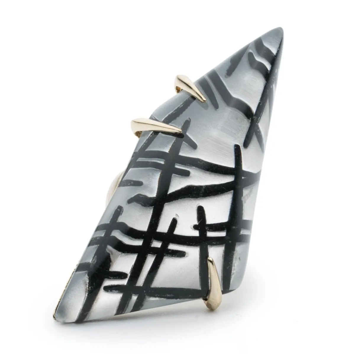 Tomfoolery Large Silver & Black Futurist Ring Sale