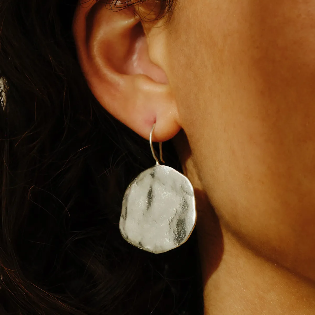 Tomfoolery Large Silver Ibiza Disc Earrings New