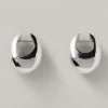 Tomfoolery Large Silver Sculptural Hinge Hoops Discount