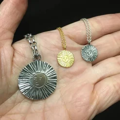 Tomfoolery Large Silver Sun & Moon Reversible Disc Pendant Best