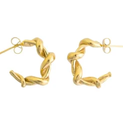 Tomfoolery Layla Gold Twist Hoop Earrings New