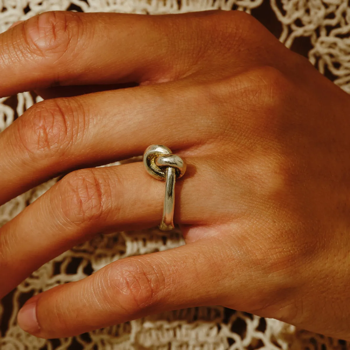 Tomfoolery Layla Knot Ring Silver Clearance