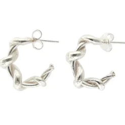 Tomfoolery Layla Silver Twist Hoop Earrings(Out of Stock) Discount