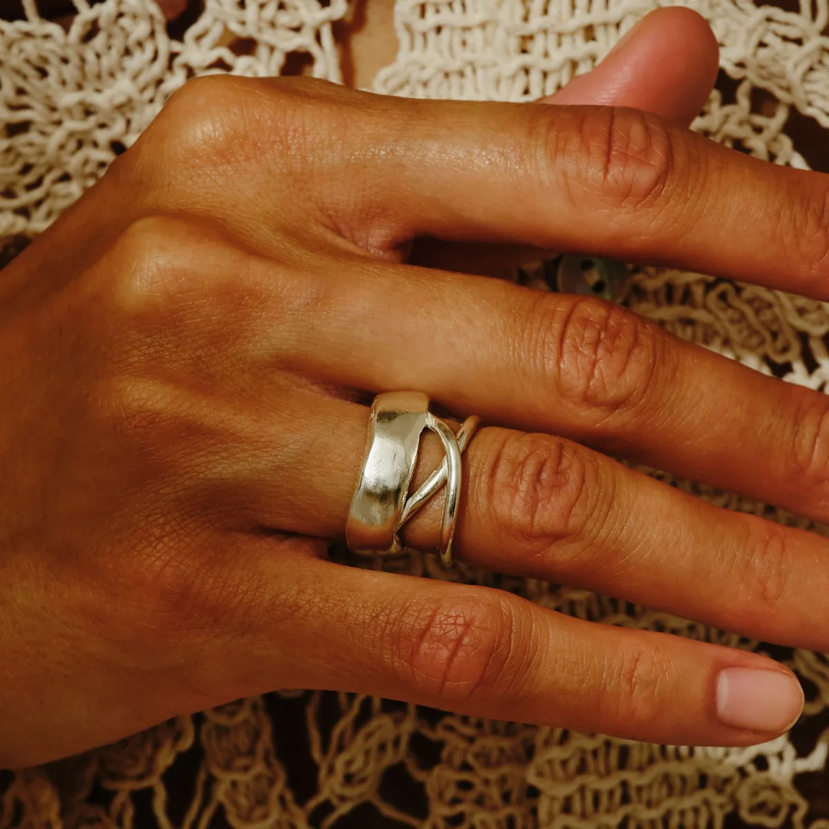 Tomfoolery Layla Silver Twisted Ring Discount