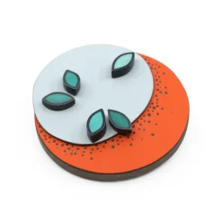 Tomfoolery Leaf and Dot 3D Orange Brooch Online