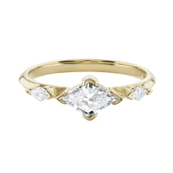 Tomfoolery LeVeque Three Stone Rhombus Cut Diamond Ring Outlet