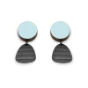 Tomfoolery Light Green Circle and Tiny Stripe Studs Earrings Outlet