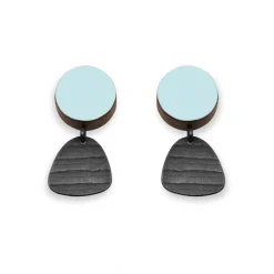 Tomfoolery Light Green Circle and Tiny Stripe Studs Earrings Outlet