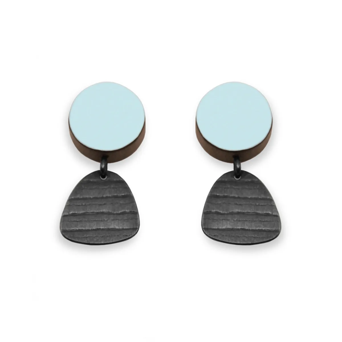 Tomfoolery Light Green Circle and Tiny Stripe Studs Earrings Outlet