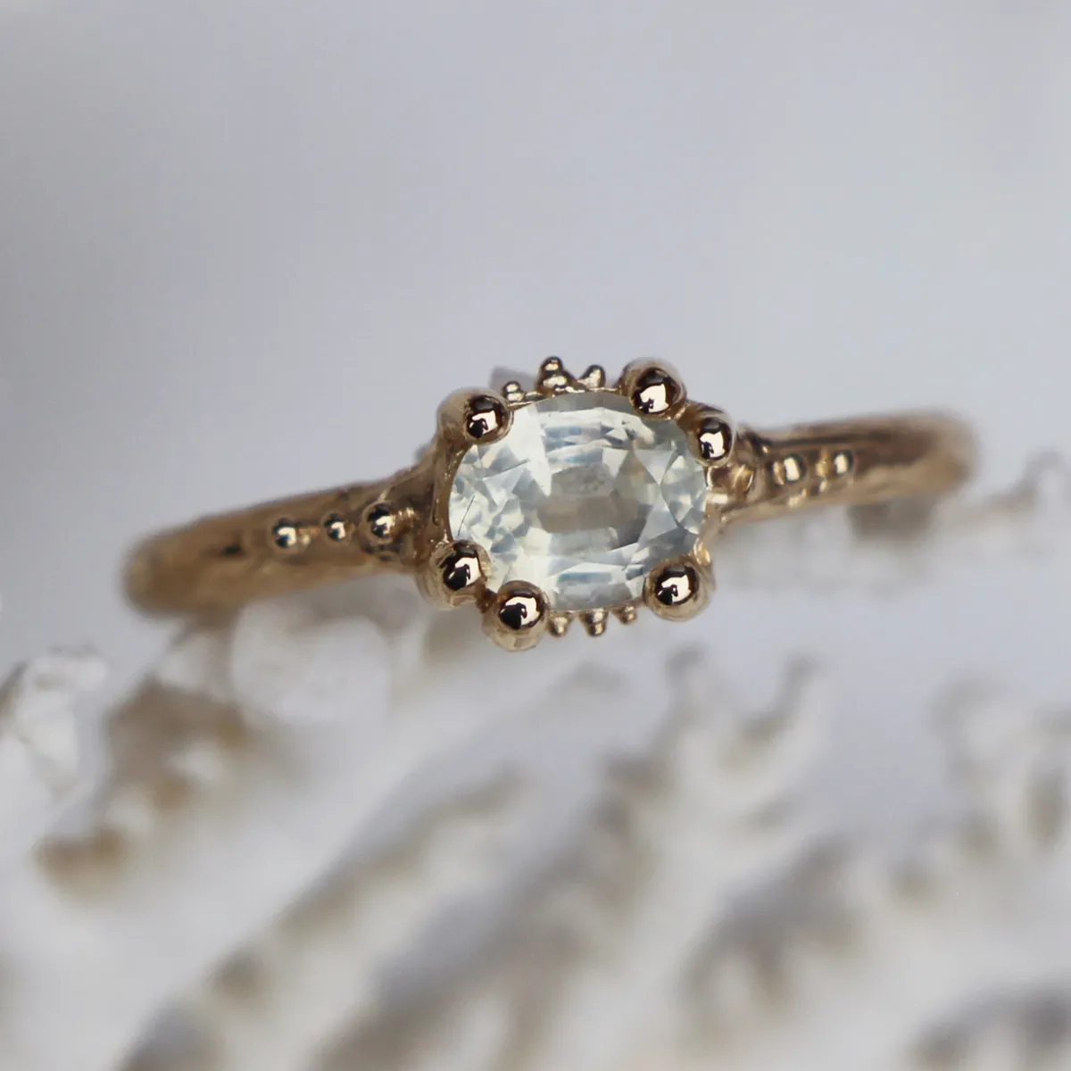 Tomfoolery Light Green Sapphire Urchin Ring New
