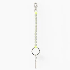 Tomfoolery Light Grey & Neon Yellow Perlen Short Wooden Beaded iPhone & Keychain Sale