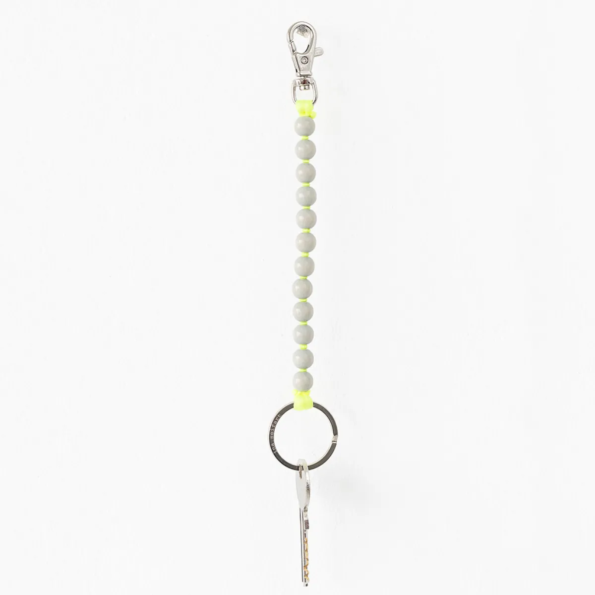 Tomfoolery Light Grey & Neon Yellow Perlen Short Wooden Beaded iPhone & Keychain Sale