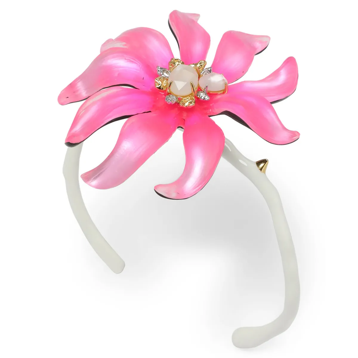 Tomfoolery Lily Lucite Flower Cuff Bracelet Magenta(Out of Stock) Outlet