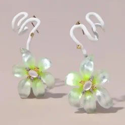 Tomfoolery Lily Lucite Flower Ear Climber Earring White Sale