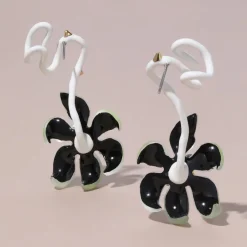 Tomfoolery Lily Lucite Flower Ear Climber Earring White Sale