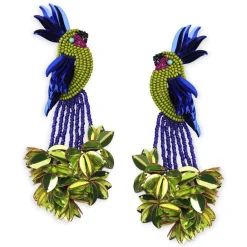Tomfoolery Lime Bird of Paradise Beaded Earrings Clearance
