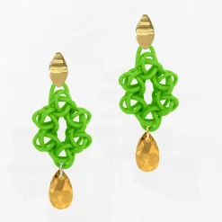 Tomfoolery Lime Green 3D Printed Cosmos Drop Earrings Best