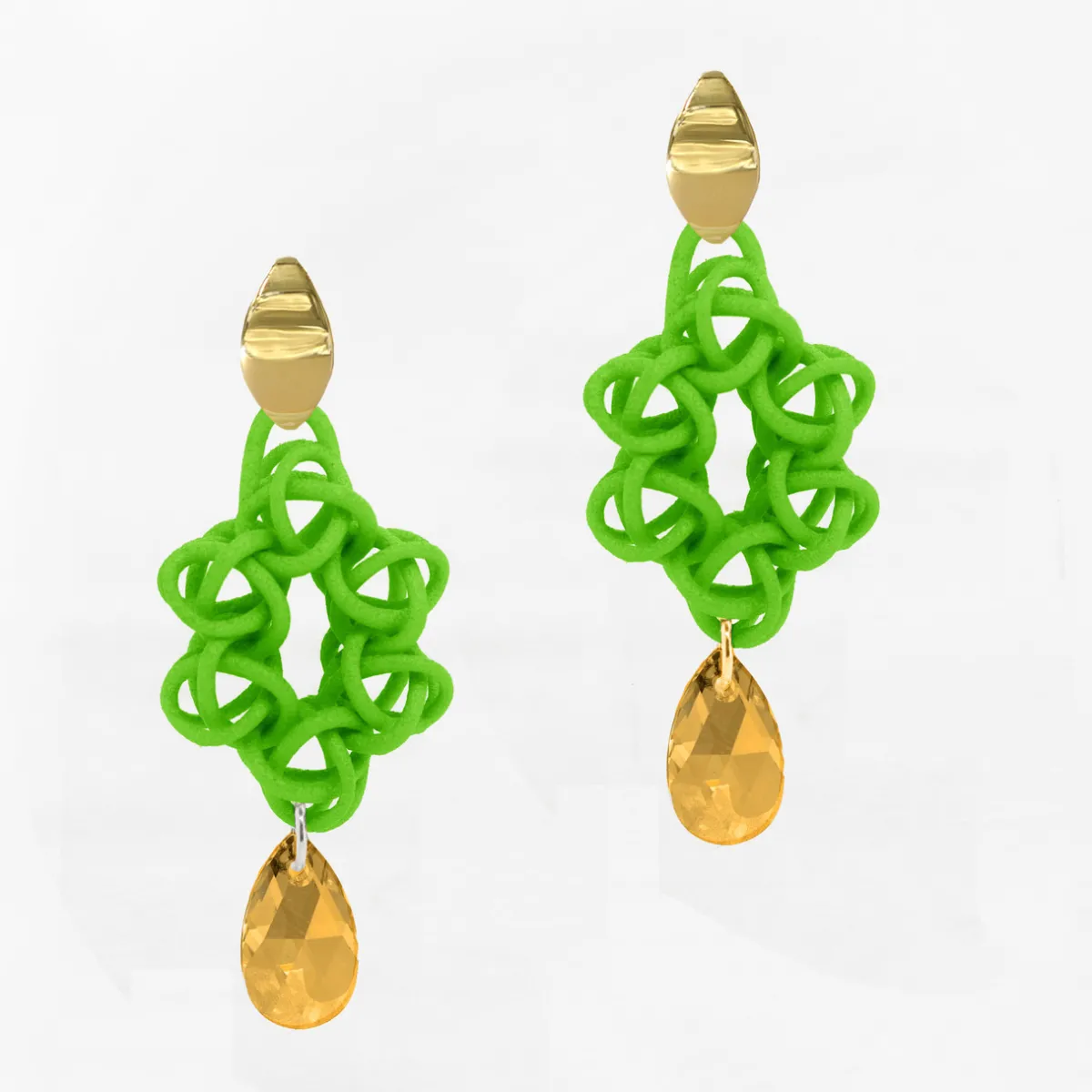 Tomfoolery Lime Green 3D Printed Cosmos Drop Earrings Best