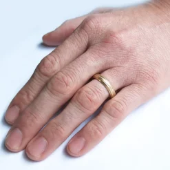 Tomfoolery Lined Yellow Gold Band Best