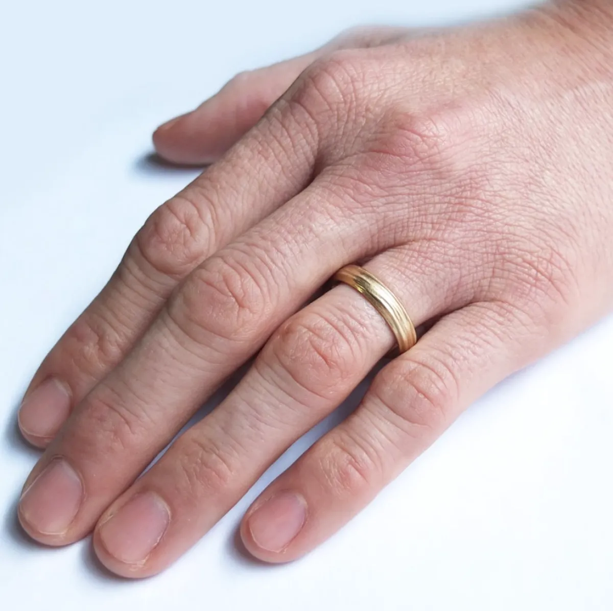 Tomfoolery Lined Yellow Gold Band Best