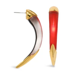 Tomfoolery Lipstick Red Luminous Lucite Claw Earrings Outlet