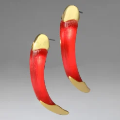 Tomfoolery Lipstick Red Luminous Lucite Claw Earrings Outlet