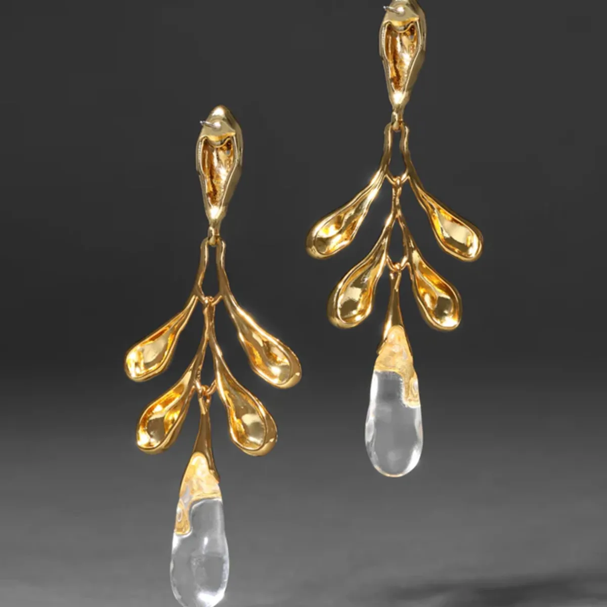 Tomfoolery Liquid Lucite Sapling Drop Earrings Clearance
