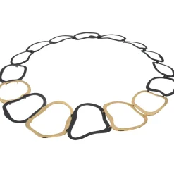 Tomfoolery Liquid Shapes Oxidised Silver & Gold Plated Necklace Sale