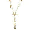 Tomfoolery Litica 18ct Gold T-Bar Chain Necklace New