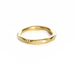 Tomfoolery Livia 9ct Yellow Gold Faceted & Line Engraved Ring Online
