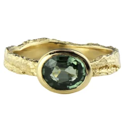 Tomfoolery London Plane Green Sapphire Ring New