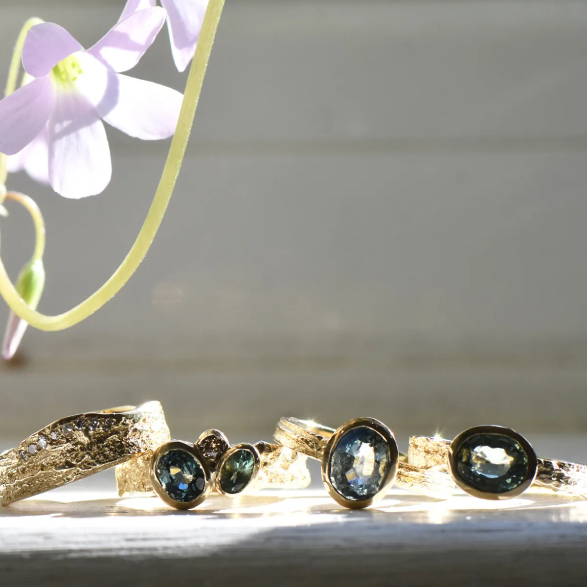 Tomfoolery London Plane Green Sapphire Ring New