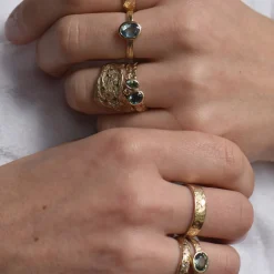 Tomfoolery London Plane Green Sapphire Ring New
