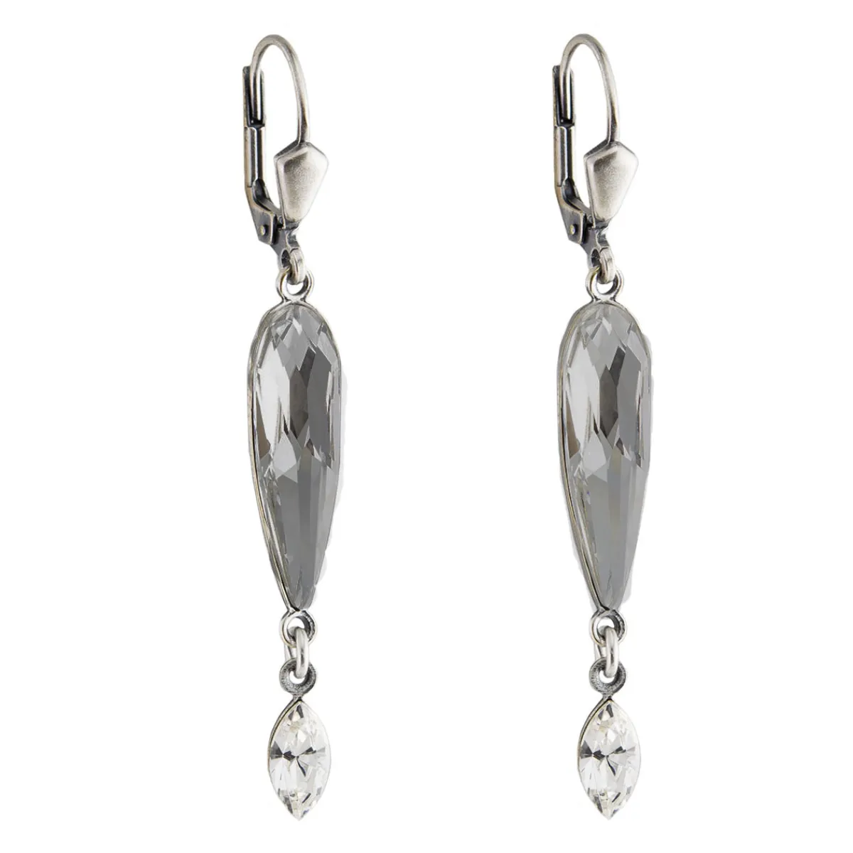 Tomfoolery Long Oval Crystal Double Drop Earrings Online