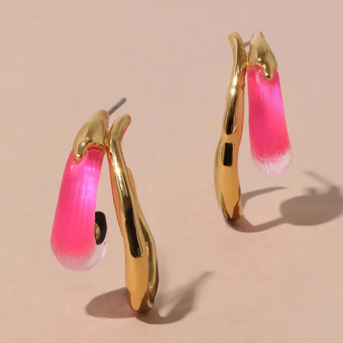 Tomfoolery Lucite Molten Double Hoop Earrings Silver Outlet