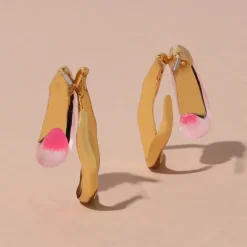 Tomfoolery Lucite Molten Double Hoop Earrings Silver Outlet