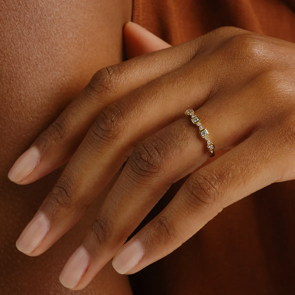 Tomfoolery Lumière Square Diamond Half Eternity Ring Outlet