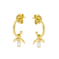 Tomfoolery LUNA Gem Drop Gold Plated Hoops Outlet